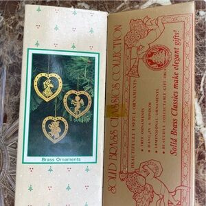 NIB Vintage Solid Brass Collection Christmas Ornaments Angel Cupid Bear